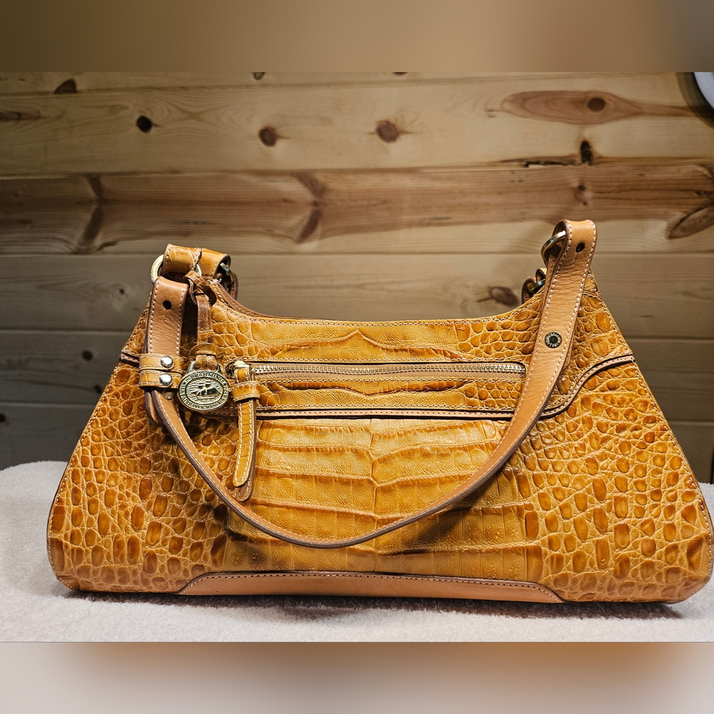 Brahmin Stella Spencer Crocodile Embossed Shoulder Bag with Glossy Finish